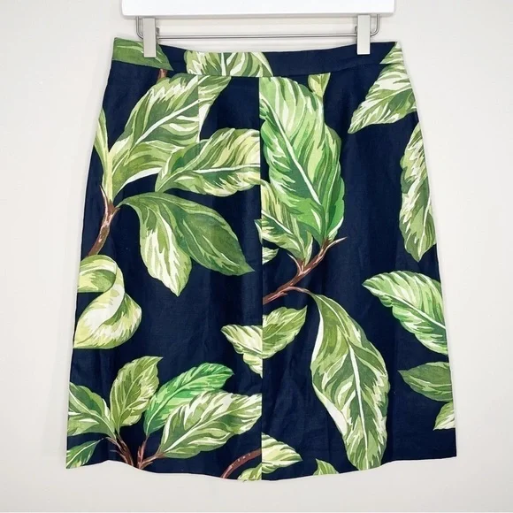 Ann Taylor Petite Tropical Print Cotton Blend Midi Skirt Size 8P - Picture 3 of 5